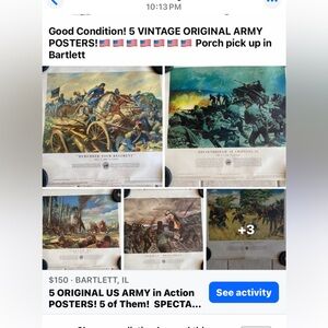 5 ORIGINAL US ARMY in Action POSTERS! There are 5 of them! Will split/50 each
